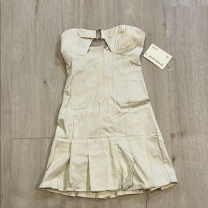 NWT Peppermayo case closed mini dress in cream